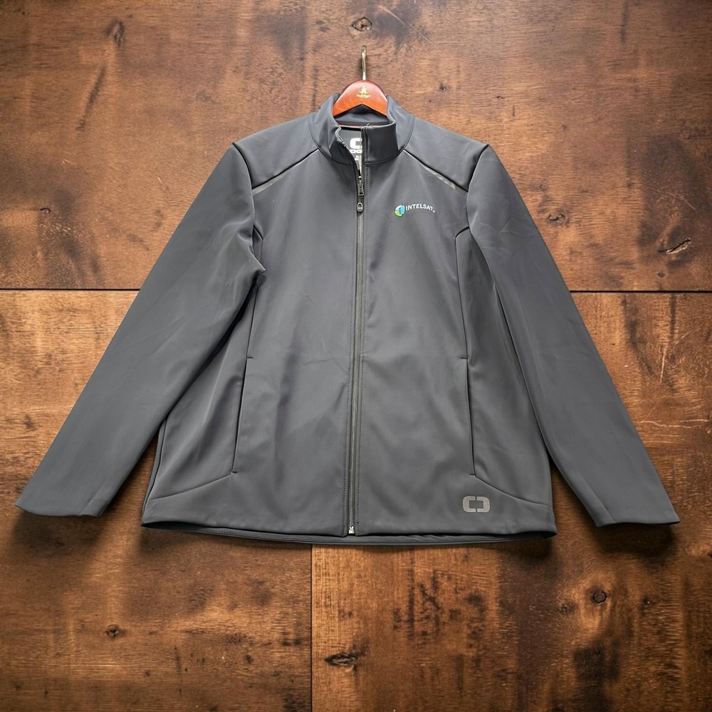 NEW OGIO OG725 Mens Softshell Full Zip Jacket XL Charcoal Gray Intelsat Logo